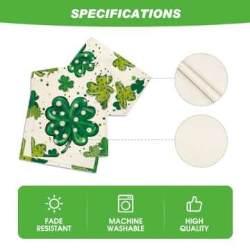 Artoid Mode Watercolor Shamrock St. Patrick's Day Table Runner, Seasonal Spring Holiday Kitchen Dining Table Decoration for Indoor Outdoor Home Party Decor 13 x 72 Inch