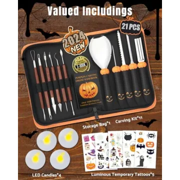 21 PCS Pumpkin Carving Kit - Stainless Steel Tools