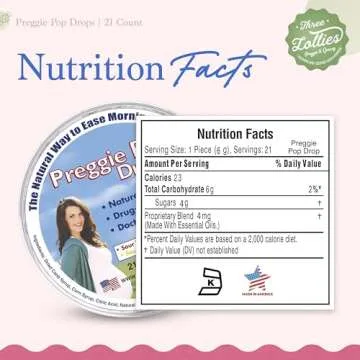Three Lollies Preggie Drops - Pregnancy Nausea Relief - Naturally Flavored Lozenges to Relieve Morni...
