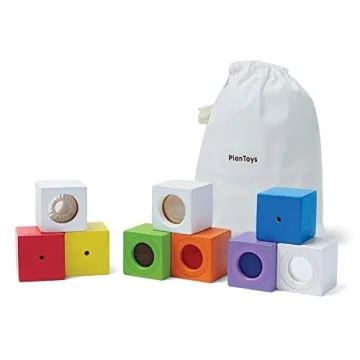 PlanToys 9 Piece Sensory Activity Blocks - Eco-Friendly Fun