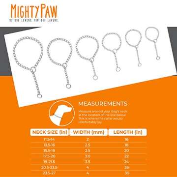 Mighty Paw Slip Collar - Stainless Steel - Weather Resistant - Tarnish Proof - Durable Chain Dog Cho...
