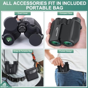 Aurosports 10x25 HD Binoculars Compact Lightweight Outdoor
