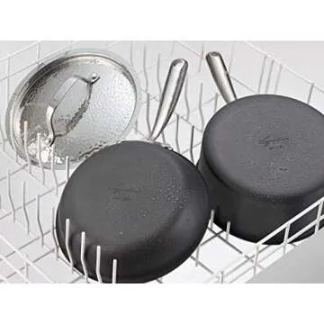 Lagostina Nera Hard Anodized Nonstick 12-Inch Skillet with Hammered Stainless Steel Lid, Dishwasher Safe Cookware,Grey