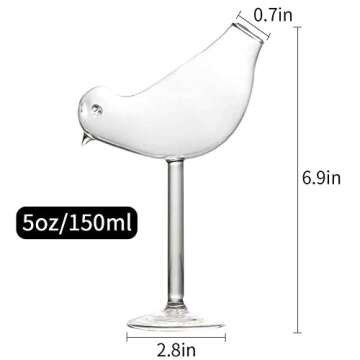 Cocktail Glasses Bird Shaped Cocktail Wine Glass 5oz/150ml Set of 2 Bird glasses Drinking Unique Cha...