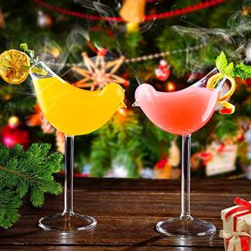 Cocktail Glasses Bird Shaped Cocktail Wine Glass 5oz/150ml Set of 2 Bird glasses Drinking Unique Champagne Coupe Glass Bird Shape Martini Goblet Cups 2pcs Glassware for KTV Home Bar Club