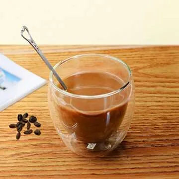 Set of 6 Cute Heart Shaped Tea Spoons - Stainless Steel Small Love Spoon For Espresso Coffee Cup or Clear Glass Mug of Cappuccino Cocktail - Mini Unique Dessert Scoop for Ice Cream & Sugar Bowls