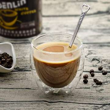 Set of 6 Cute Heart Shaped Tea Spoons - Stainless Steel Small Love Spoon For Espresso Coffee Cup or Clear Glass Mug of Cappuccino Cocktail - Mini Unique Dessert Scoop for Ice Cream & Sugar Bowls