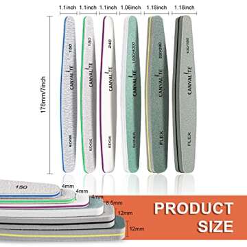 Nail Files Canvalite Nail File and Buffer Professional Emery Boards Washable Double Sided Reusable Manicure File for Home and Salon Use 6 PCS