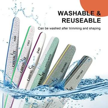 Nail Files Canvalite Nail File and Buffer Professional Emery Boards Washable Double Sided Reusable Manicure File for Home and Salon Use 6 PCS