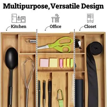 Dynamic Gear Adjustable Bamboo Drawer Organizer for Kitchen