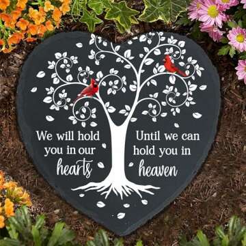 Cardinal Memorial Slate Stone - Hold You in Our Hearts, Memorial Plaque Sympathy Gifts for Loss of L...