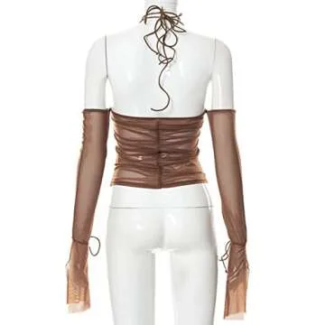 Stylish Remidoo Women's Ruched Sheer Crop Top for Every Occasion