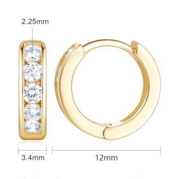 Eterbeau 14K Gold Huggie Hoop Earrings for Women Small Gold Hoop Earrings Hoops Earring with Round Cubic Zirconia 12mm 30mm