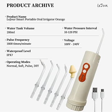 LEJOUR Cordless Water Flosser - Portable & Powerful Dental Care