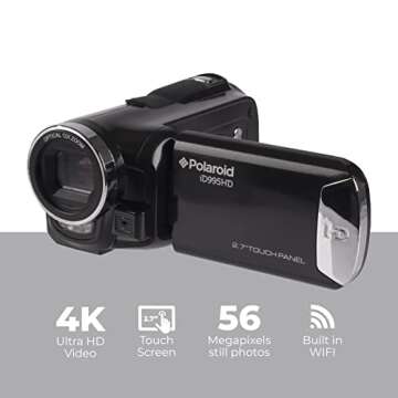 Polaroid 4K Video Camera – Ultra HD Camcorder with Night Vision and 18x Zoom