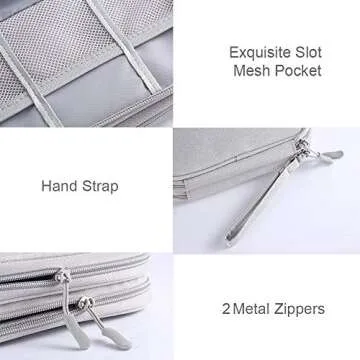 DDgro Travel Essentials for Men Women, Electronics Organizer Pouch Bag for Tech Accessories/Charger & Cords/Cables/Magic Mouse (Small, Light Gray)