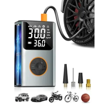 Tire Inflator Portable Air Compressor, Bike Pump, 150PSI Air Pump for Car Tires with LCD Dual Screen...