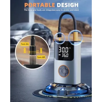 Tire Inflator Portable Air Compressor, Bike Pump, 150PSI Air Pump for Car Tires with LCD Dual Screen and Digital Tire Pressure Gauge, Air Compressor for Bicycle, Motorcycle, Compact Car, Ball