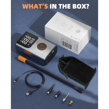 Tire Inflator Portable Air Compressor, Bike Pump, 150PSI Air Pump for Car Tires with LCD Dual Screen and Digital Tire Pressure Gauge, Air Compressor for Bicycle, Motorcycle, Compact Car, Ball