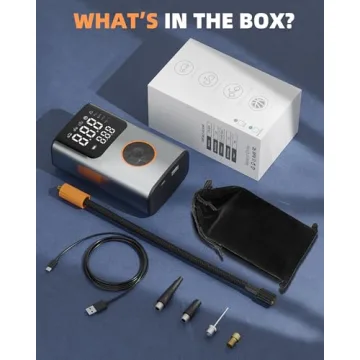 Tire Inflator Portable Air Compressor, Bike Pump, 150PSI Air Pump for Car Tires with LCD Dual Screen and Digital Tire Pressure Gauge, Air Compressor for Bicycle, Motorcycle, Compact Car, Ball