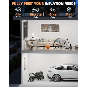 Tire Inflator Portable Air Compressor, Bike Pump, 150PSI Air Pump for Car Tires with LCD Dual Screen and Digital Tire Pressure Gauge, Air Compressor for Bicycle, Motorcycle, Compact Car, Ball