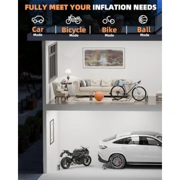 Tire Inflator Portable Air Compressor, Bike Pump, 150PSI Air Pump for Car Tires with LCD Dual Screen and Digital Tire Pressure Gauge, Air Compressor for Bicycle, Motorcycle, Compact Car, Ball