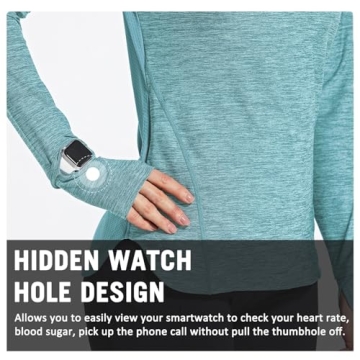 BALEAF Women's Running Shirts Quick Dry Lightweight Long Sleeve Pullover UPF50+ Moisture Wicking Hiking Light Blue Size L