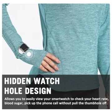 BALEAF Women's Running Shirts Quick Dry Lightweight Long Sleeve Pullover UPF50+ Moisture Wicking Hiking Light Blue Size L