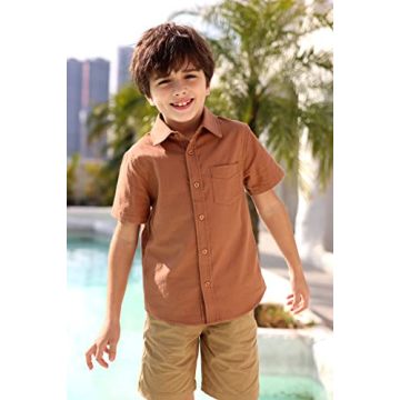 Boys Cotton Short Sleeve Button Down Shirt Ages 4-13