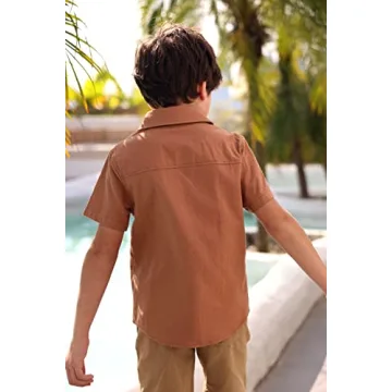 Boys Cotton Short Sleeve Button Down Shirt Ages 4-13