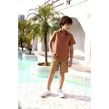Boys Cotton Short Sleeve Button Down Shirt Ages 4-13