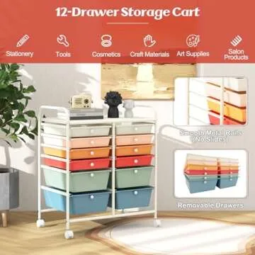 GOFLAME 12-Drawer Mobile Storage Cart for Every Space