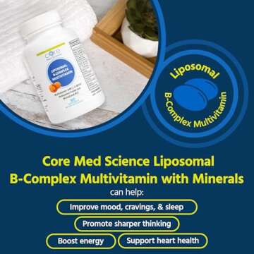 Core Med Science Liposomal Methylated Multivitamin B-Complex, 90 Softgels - Non-GMO Active Super B C...