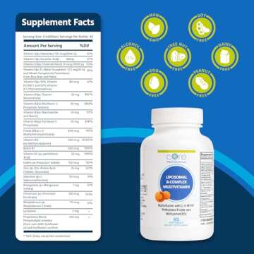 Core Med Science Liposomal Methylated Multivitamin B-Complex, 90 Softgels - Non-GMO Active Super B Complex Vitamin Supplement for Heart Health - VIT Methyl B Complex Immune Support Supplement