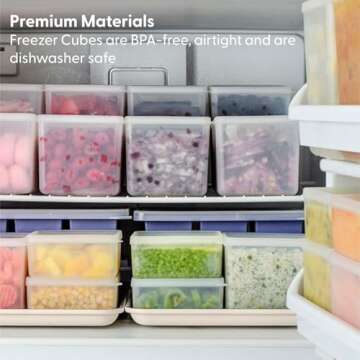 W&P Freezer Cubes | Reclaim Your Freezer With Tidy Stackable Frozen Food Containers | 40oz | Freezer safe, BPA Free, Dishwasher Safe, Microwave Safe