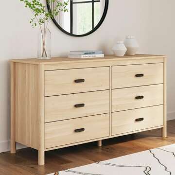 Signature Design by Ashley Cabinella Casual 6-Drawer Dresser with Safety Stop, Light Brown