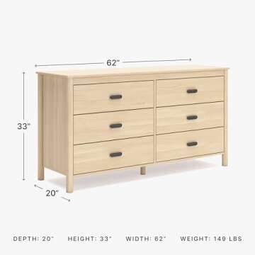 Signature Design by Ashley Cabinella Casual 6-Drawer Dresser with Safety Stop, Light Brown