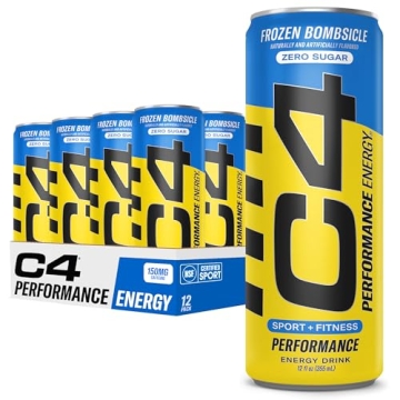 C4 Energy Drink 12oz (Pack of 12) - Frozen Bombsicle - Sugar Free Pre Workout Performance Drink with...
