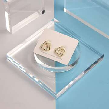 KCGANI Clear Polished Acrylic Round Square Rectangle Photo Props, Transparent Solid Acrylic Display Blocks for Photography Boutique Jewelry Cosmetic Crafts Closet Show, 6 Pcs