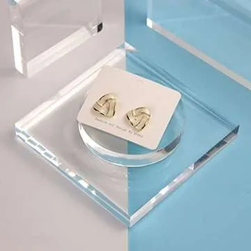 KCGANI Clear Polished Acrylic Round Square Rectangle Photo Props, Transparent Solid Acrylic Display Blocks for Photography Boutique Jewelry Cosmetic Crafts Closet Show, 6 Pcs