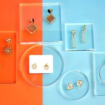 KCGANI Clear Polished Acrylic Round Square Rectangle Photo Props, Transparent Solid Acrylic Display Blocks for Photography Boutique Jewelry Cosmetic Crafts Closet Show, 6 Pcs