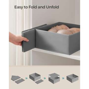 SONGMICS Drawer Organizer, Dresser Drawer Organizers, Set of 12, Foldable Fabric Storage Bins for Socks, Underwear, Bras, Ties, Scarves, Dove Gray URDZ006G02