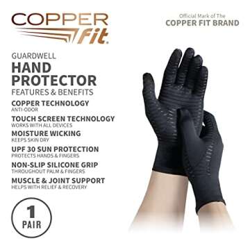 Copper Fit Guardwell Gloves Full Finger Hand Protection