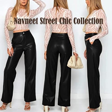 Affordable Faux Leather High Waist Flare Pants for Women