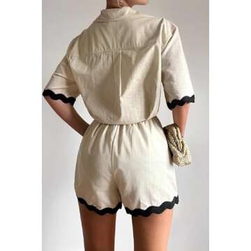 ROAONOCOMO Women 2 Piece Shorts Sets Graphic Short Sleeve Button Shirt Wide Leg Lounge Shorts Summer Holiday Beach Outfit