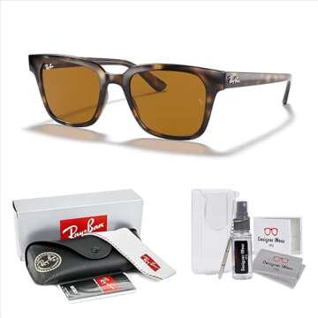 Ray-Ban RB4323 710/33 51MM Light Havana/Crystal Lens B-15 Brown Square Sunglasses for Men for Women ...