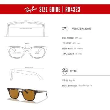Ray-Ban RB4323 710/33 51MM Light Havana/Crystal Lens B-15 Brown Square Sunglasses for Men for Women + BUNDLE With Designer iWear Complimentary Eyewear Kit