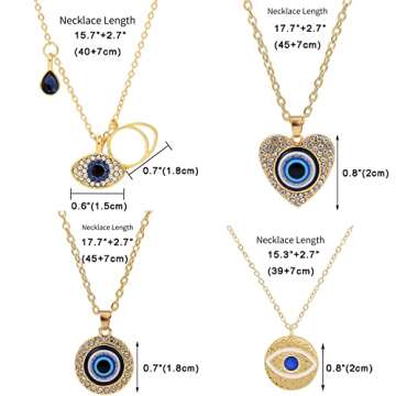 Nanafast Evil Eye Necklace Adjustable Third Eye necklace Dainty Eye Pendant Necklace for Women Girls Lucky Protection Gifts gold