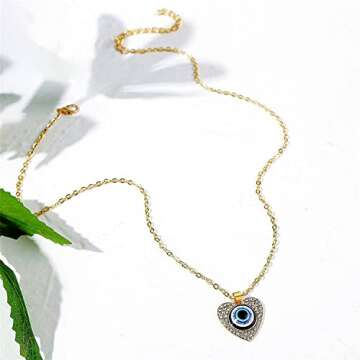 Nanafast Evil Eye Necklace Adjustable Third Eye necklace Dainty Eye Pendant Necklace for Women Girls Lucky Protection Gifts gold