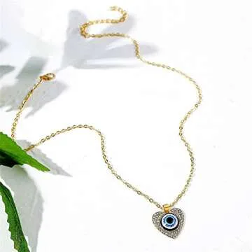 Nanafast Evil Eye Necklace Adjustable Third Eye necklace Dainty Eye Pendant Necklace for Women Girls Lucky Protection Gifts gold